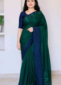 Elegant Teal and Navy Saree