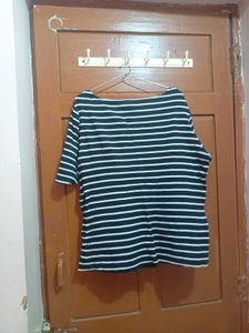 Striped Tunic Top with Floral Embroidery