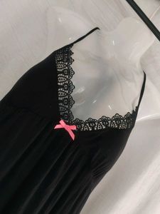 Black Lace Trim Nightgown