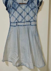 Light Blue Denim Look Fit &amp; Flare Dress | Casual W