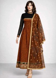black and brown anarkali