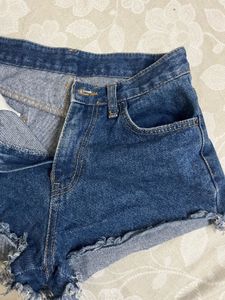 Denim Raw Hem Booty Shorts