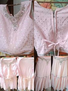 Pink Embroidered Lehenga Choli Set for girls
