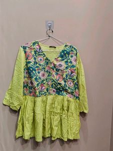 V-Neck Floral Print Kurta