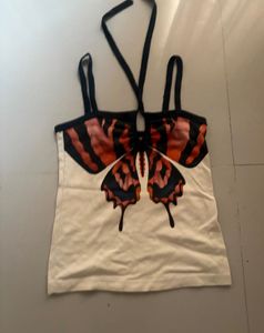 Cute Butterfly Print Halter Top