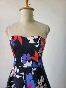 Strapless Floral High-Low Dress