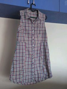 Plaid Button-Up Sleeveless Dress