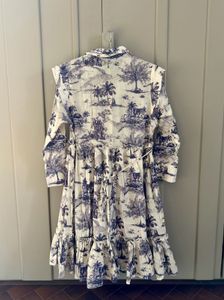 Boho Blue &amp; White Print Midi Dress