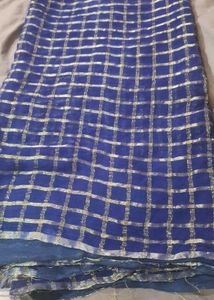 Elegant Blue Checked Saree
