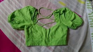 Bershka green backless top