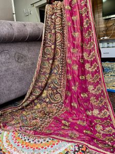 zardosi Embroidered magenta bridal saree