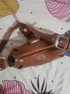 Brown Hobo Bag with Buckle Detail