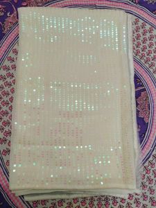 White Sequined saree