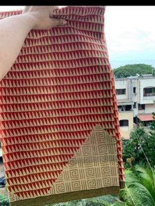 Red Geometric Print Saree