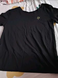 Black T-Shirt with Star Detail