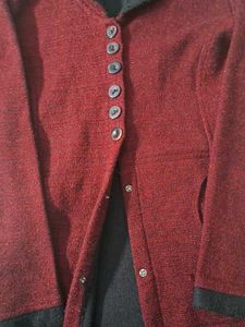 Burgundy Button-Down Longline Cardigan