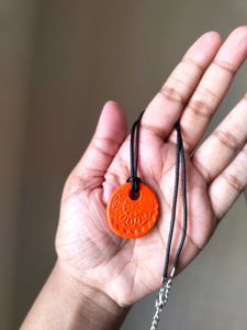 Orange Boho Pendant Necklace
