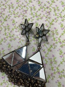 Mirror Work Triangle Earrings