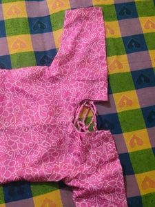 Designer Pink kurti with White Print