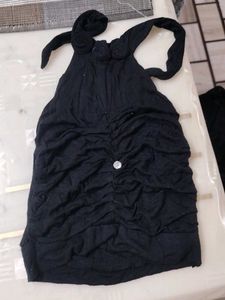 Stylish Black Ruched Halter Top