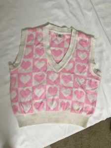 SSS - Pink Heart Print Sweater Vest