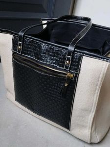 LAST PRICE 🛑🛑LARGE TOTE BAG BLACK AND CREAM