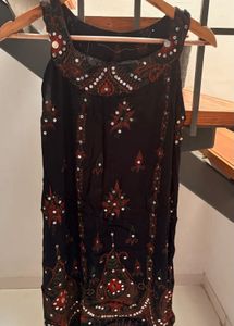 Embroidered Black Maxi Dress