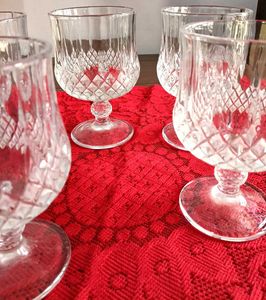 Set of 5 Crystal Cut Goblets