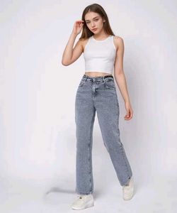 Grey straight Leg Denim Jeans