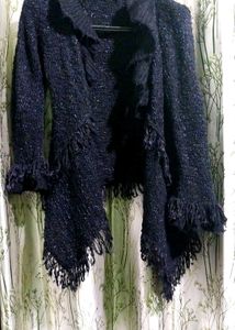 Elegant Black Fringe Cardigan