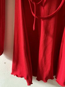 Chic Red Long Sleeve Mini Dress
