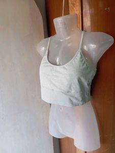 Grey Ribbed Sports Bra