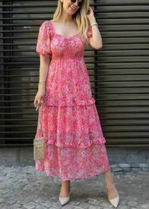 Floral pink full length dress