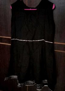 Elegant Black Kurta with Silver Trim