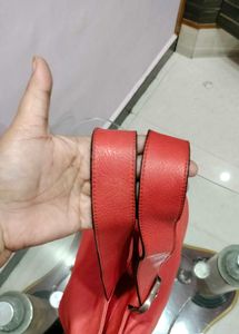 Chic Coral Leather Shoulder Bag