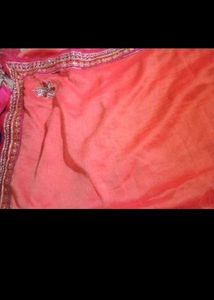 Vibrant Orange Embroidered Saree