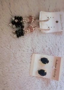 Elegant Black & Crystal Earrings Set
