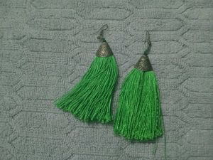 Vibrant Green Tassel Earrings