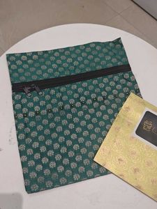 Designer Green Embroidered Clutch Bag