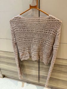 ✨ Beige Crochet Knit Tie-Up Top ✨