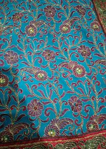 Embroidered Teal Saree