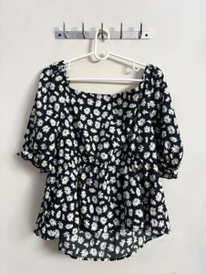 Plus Size Floral Sweetheart Neck Top | 3XL
