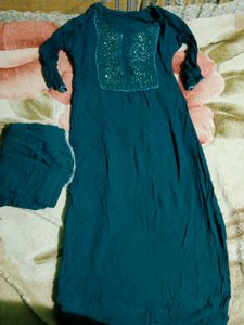 Teal Blue Kurta Set with Pants