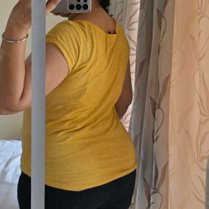 Yellow Striped Casual T-Shirt