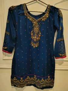 Beautiful Blue Kurta Set with Gold Embroidery