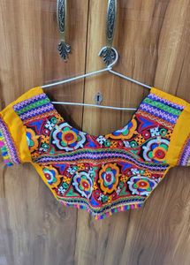 Red Embroidered Skirt with Mirror Work