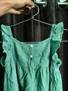 Green Ruffle Strap Dress