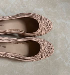 Beige Woven Ballet Flats
