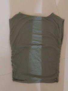 Stylish Ruched Olive Green Top
