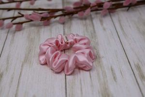 Set Of 3 L,M,S Pink Satin Scrunchies